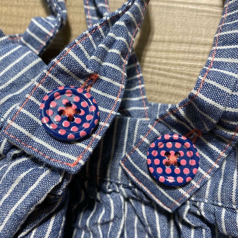 Matilda Jane Girls Striped Chambray Suspender Skirt Size 6 Blue White Pink - Picture 8 of 11